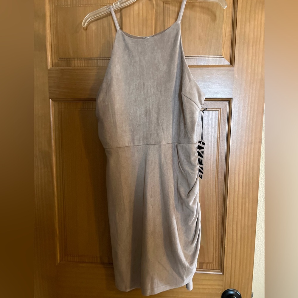 Hyfve Size Large, Suede Mini Tan Dress.